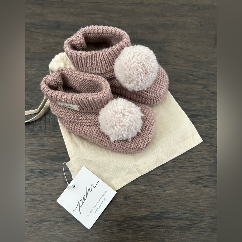 Pehr Wool Knit Pom Pom Bootie (Baby 6-12 Months)